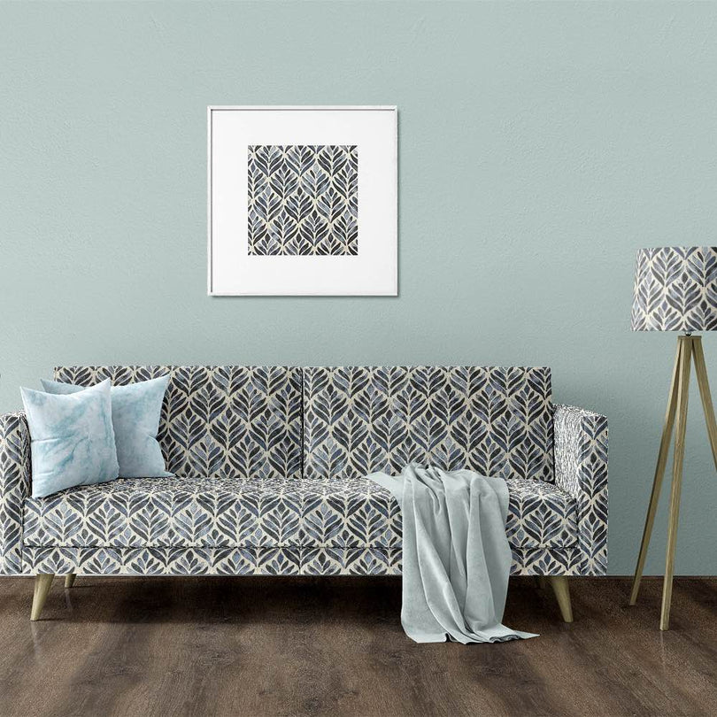 Watercolour Leaves Upholstery Fabric with green and brown leaf pattern