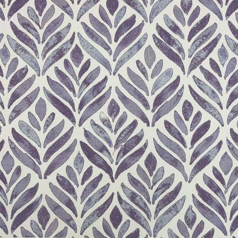 Flat image of Watercolour Foliage Velvet Fabric in Amethyst – painterly velvet leaf print upholstery fabric