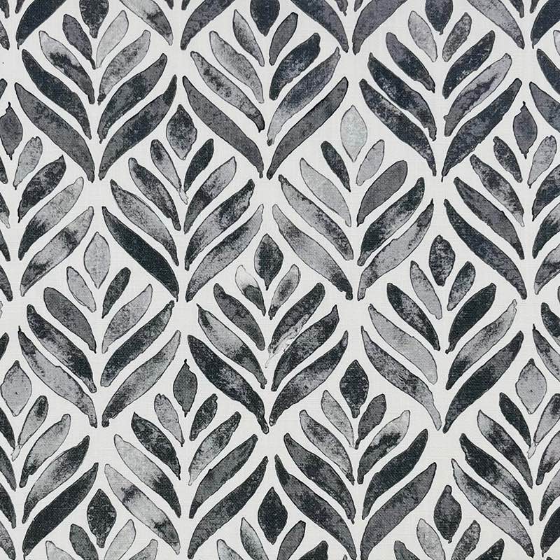 Flat image of Watercolour Foliage Velvet Fabric in Charcoal – dark leaf-patterned velvet upholstery fabric