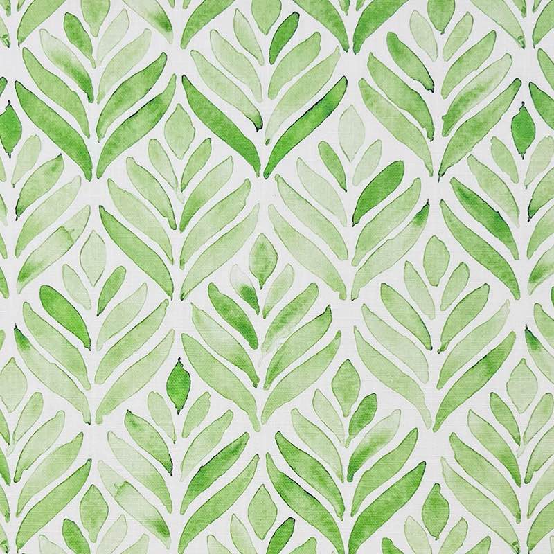 Flat image of Watercolour Foliage Velvet Fabric in Green – nature-inspired velvet leaf pattern upholstery fabric
