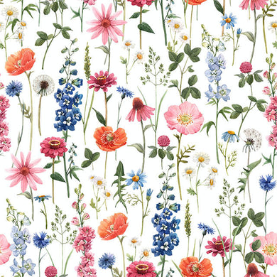 Wild Flowers Linen Curtain Fabric - Summer