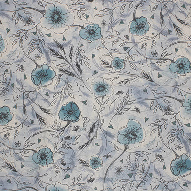 Échantillon de tissu pour rideau en lin Wild Poppies - Ardoise de Cornouailles