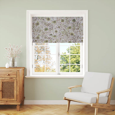 Wild Poppies Linen Curtain Fabric - Olive
