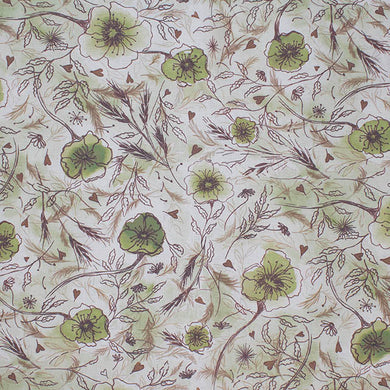 Échantillon de tissu pour rideau en lin Wild Poppies - Olive