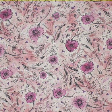 Échantillon de tissu pour rideau en lin Wild Poppies - Sherbert rose