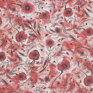 Échantillon de tissu pour rideau en lin Wild Poppies - Sorbet aux fraises