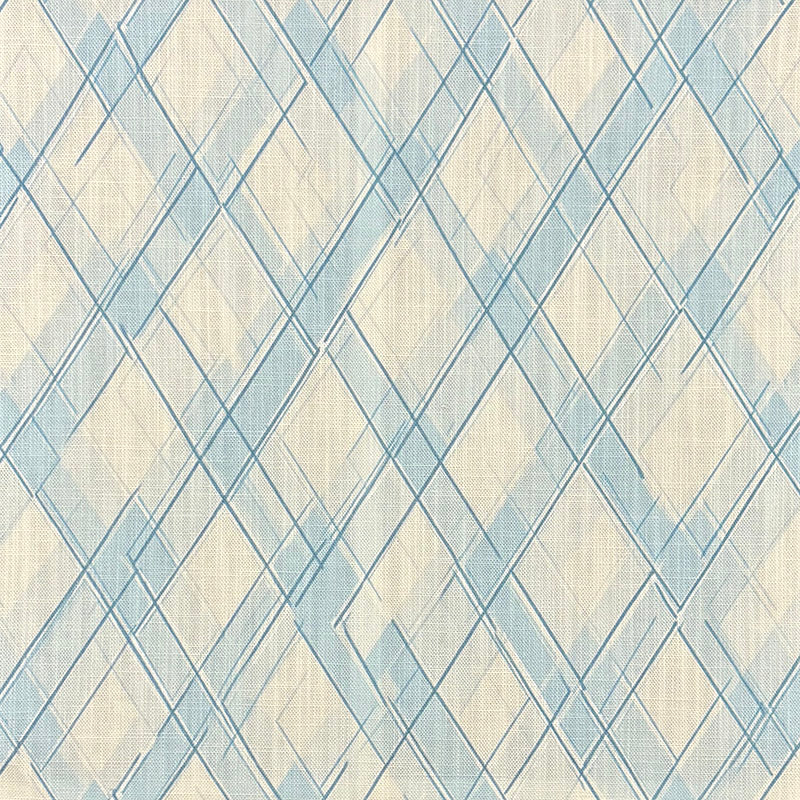 Windemere blue fabric with geometric diamond pattern – upholstery and curtain fabric close-up