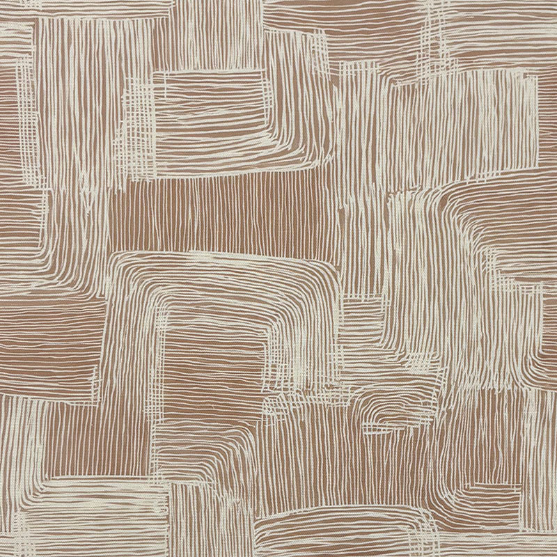     beige hand drawn cotton curtain fabric with textured linear pattern and soft neutral tones