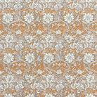 Arts and Crafts style floral velvet upholstery fabric in ochre and ivory