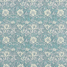 Wedgewood blue floral velvet fabric with Arts and Crafts design