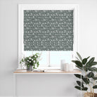 Woodland Toile Green Roman blind featuring deer, foxes, birds and woodland trees in a country room