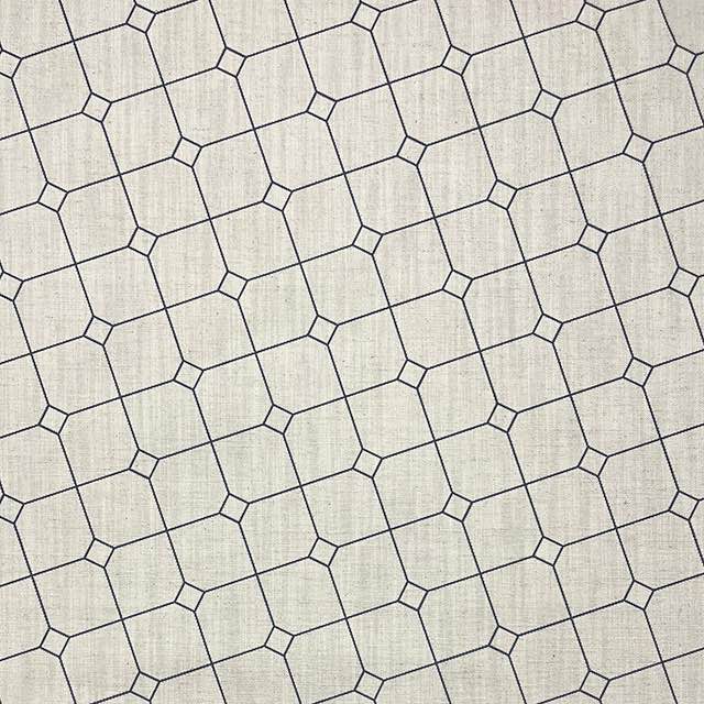 York Check Midnight Navy - Linen Upholstery Fabric