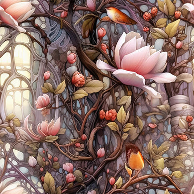 Enchanted Forest Pink - Floral Forest Fabric For Sale