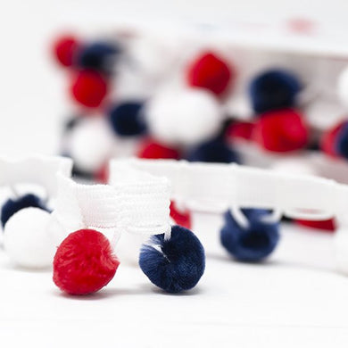 Pom Pom Trim - Red/White/Navy