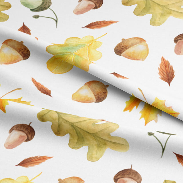 Acorn Cotton Curtain Fabric Amber Nature Inspired Design The