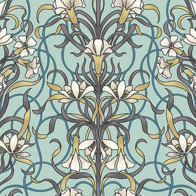 Agatha Cotton Curtain Fabric - Duck Egg