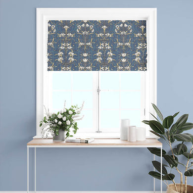 Agatha Cotton Curtain Fabric - Navy