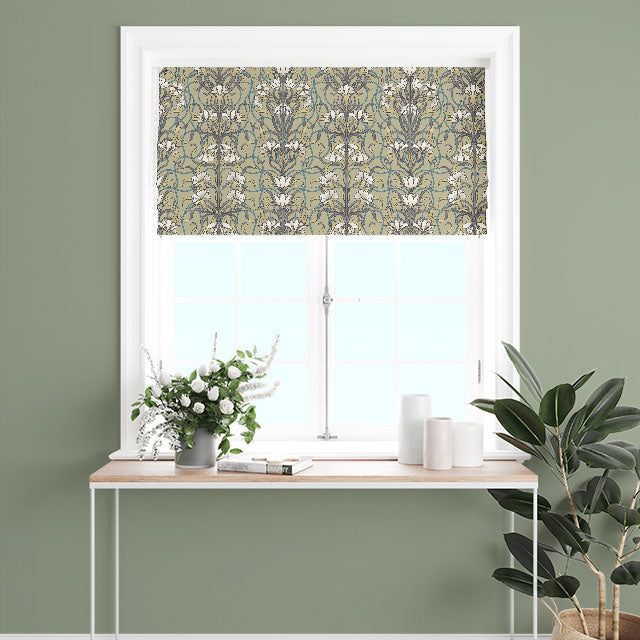 Agatha Cotton Curtain Fabric in Willow, adding a touch of nature-inspired charm to any space