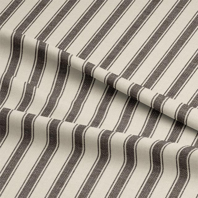 Albany Stripe Cotton Curtain Fabric - Charcoal