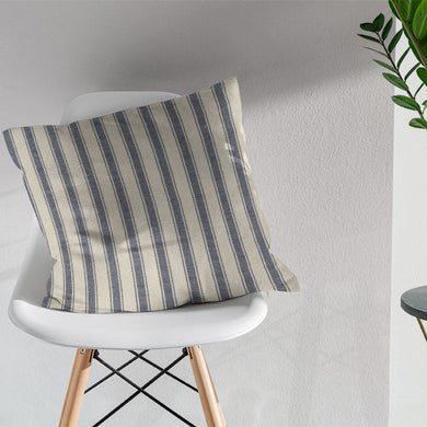 Albany Stripe Cotton Curtain Fabric - Denim