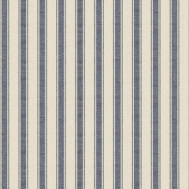 Albany Stripe Cotton Curtain Fabric - Denim