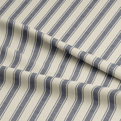 Albany Stripe Cotton Curtain Fabric - Denim