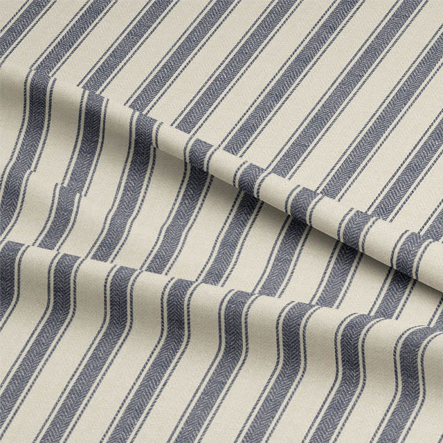 Albany Stripe Cotton Curtain Fabric - Denim