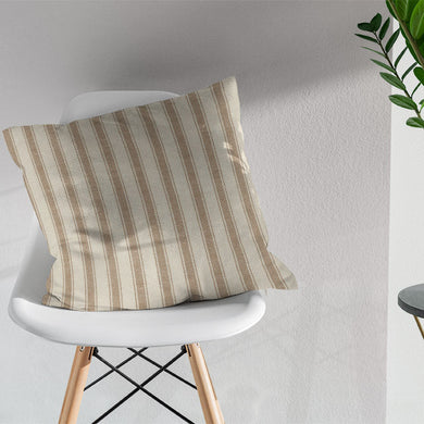 Albany Stripe Cotton Curtain Fabric - Latte