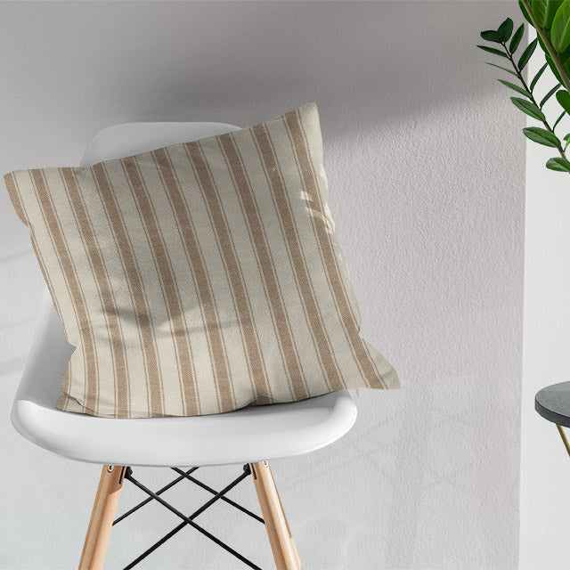 Albany Stripe Cotton Curtain Fabric - Latte