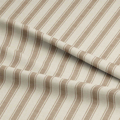 Albany Stripe Cotton Curtain Fabric - Latte