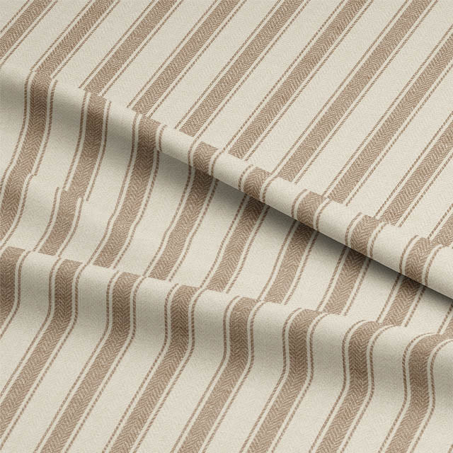 Albany Stripe Cotton Curtain Fabric - Latte