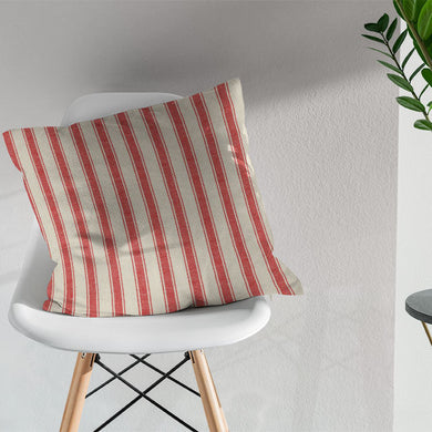 Albany Stripe Cotton Curtain Fabric - Red