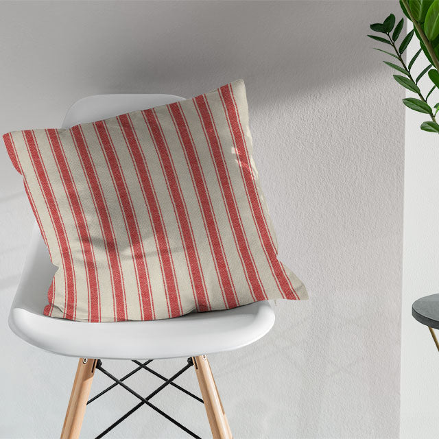 Albany Stripe Cotton Curtain Fabric - Red