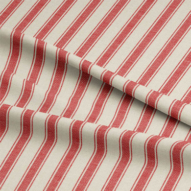 Albany Stripe Cotton Curtain Fabric - Red