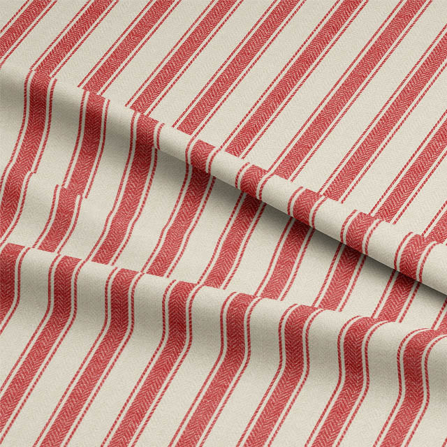 Albany Stripe Cotton Curtain Fabric - Red