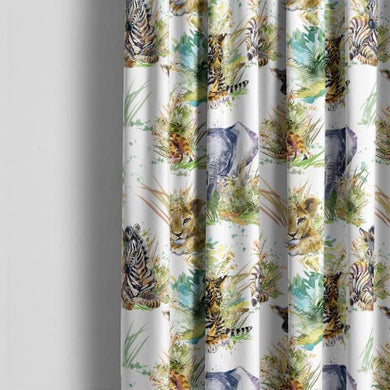 Animal Nursery Cotton Curtain Fabric - Multi