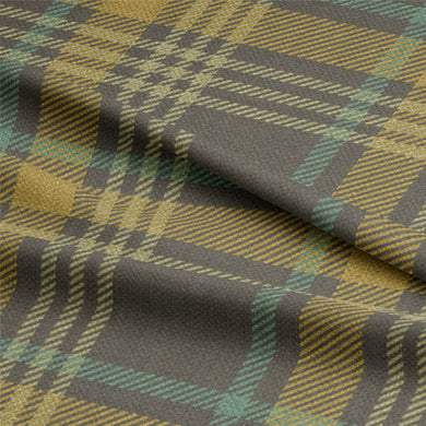 Arkaig Plaid Linen Curtain Fabric - Slate