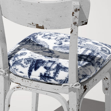 Elegant Auvergne Toile De Jouy Fabric in Indigo featuring classic French countryside motifs