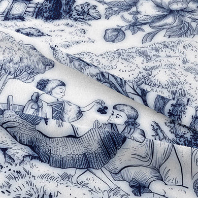 Auvergne Toile De Jouy Fabric - Indigo