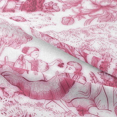 Auvergne Toile De Jouy Fabric - Pink