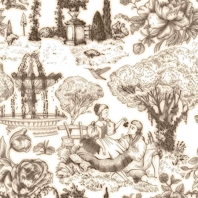 Échantillon de tissu Auvergne Toile De Jouy - Sépia
