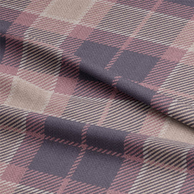 Awe Plaid Linen Curtain Fabric - Heather