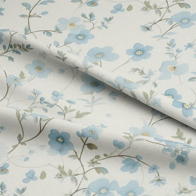  This luxurious cotton curtain fabric features a delicate floral pattern in a calming cornflower blue color, bringing a sense of tranquility to your home 