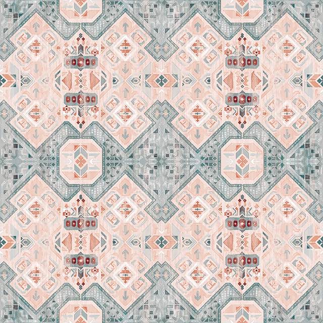 Boho Ankara Linen Curtain Fabric in Blush color, suitable for home decor
