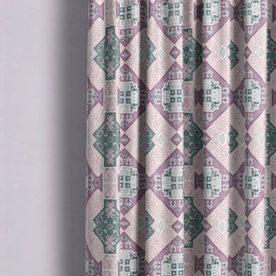 Boho Izmir Linen Curtain Fabric - Plum draping gracefully on a curtain rod