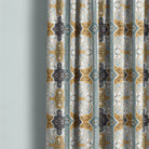 Boho Urfa Linen Curtain Fabric - Slate hanging beautifully in a bright and airy bedroom