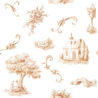 Bordeaux Toile Cotton Fabric Sample - Henna
