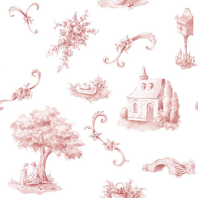 Bordeaux Toile Cotton Fabric Sample - Rouge