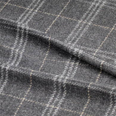 Braemar Check Wool Upholstery Fabric - Grey