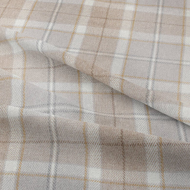 Natural Westerdale Plaid Upholstery Fabric with brown and beige tones